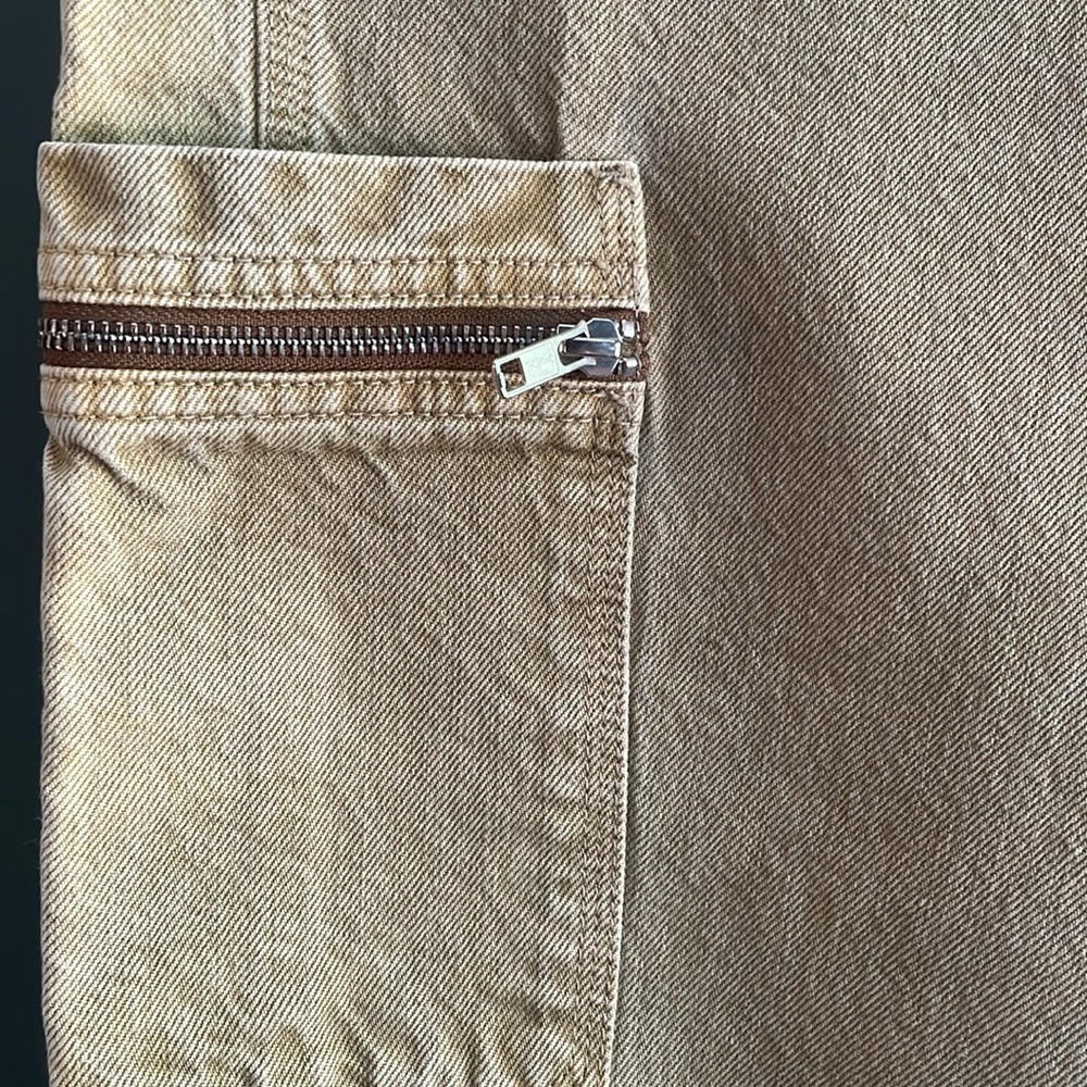 Topshop High-Rise Cropped Zippered Khaki Cargo Jeans in Women’s Size 30 - Picture 5 of 8